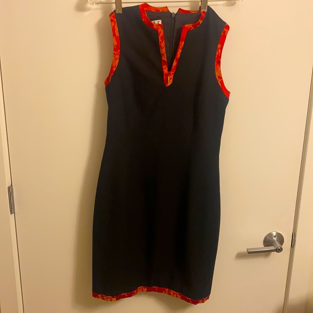 Kenar Vinatge Black and Red Asian Inspired Cocktail Dress